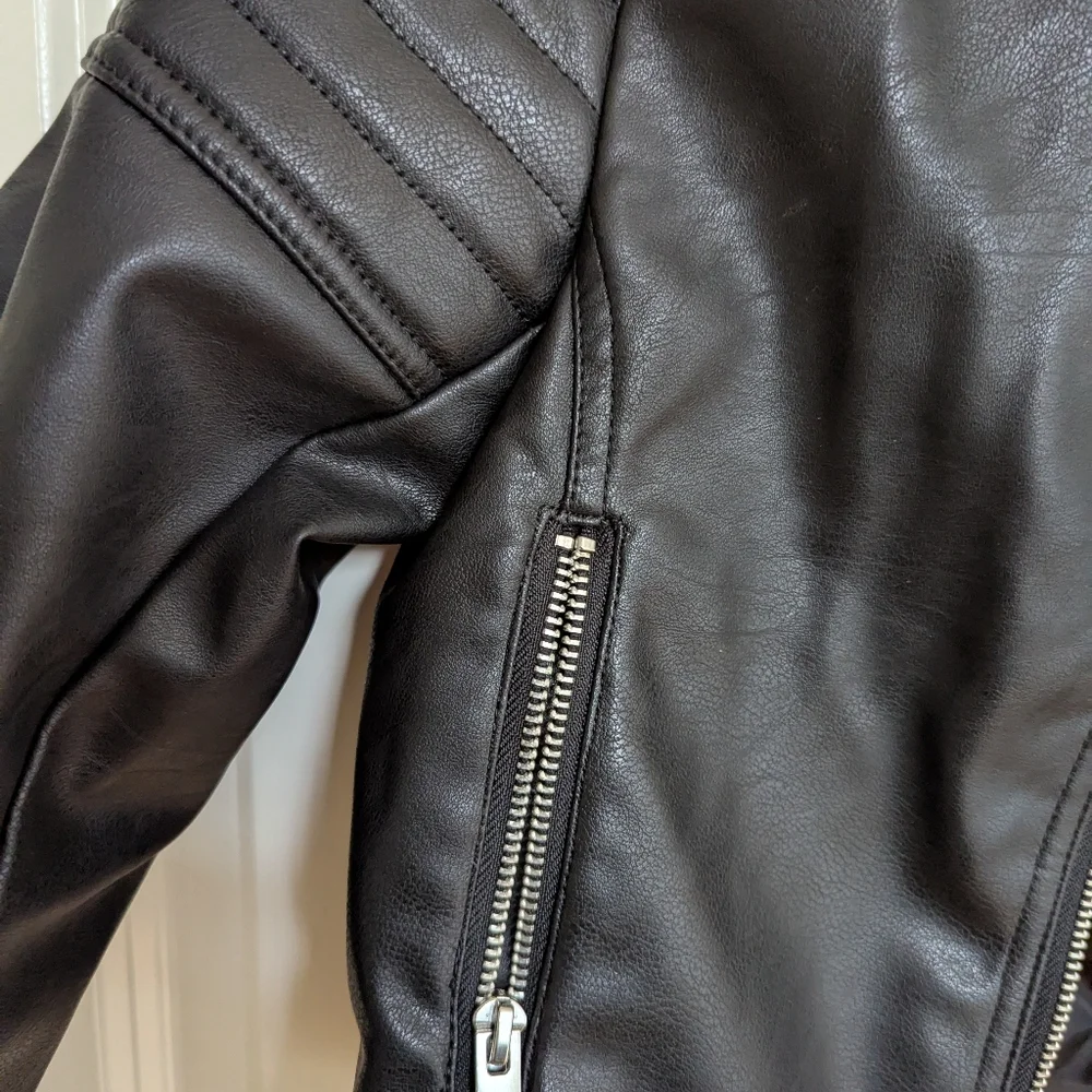 H&M Kids Quilted Biker Vegan Leather Moto Jacket Kids Size 14